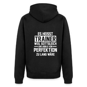Sportmannschaft Trainer - Unisex Premium Bio Zip Hoodie - Schwarz - Hinten - Nico (187cm)