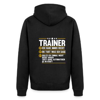 Sportmannschaft Trainer - Unisex Premium Bio Zip Hoodie - Schwarz - Hinten - Nico (187cm)