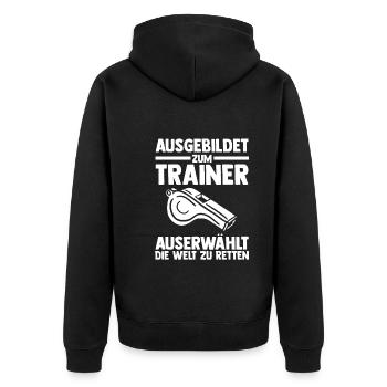 Sportmannschaft Trainer - Unisex Premium Bio Zip Hoodie - Schwarz - Hinten - Nico (187cm)