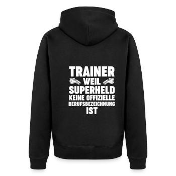 Sportmannschaft Trainer - Unisex Premium Bio Zip Hoodie - Schwarz - Hinten - Nico (187cm)