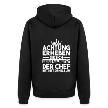Arbeit Kollegen Büro Teamleiter Führungskraft Chef - Unisex Premium Bio Zip Hoodie - Schwarz - Hinten - Nico (187cm)