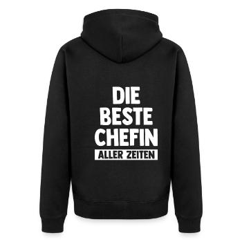 Arbeit Kollegen Büro Teamleiter Führungskraft Chef - Unisex Premium Bio Zip Hoodie - Schwarz - Hinten - Nico (187cm)