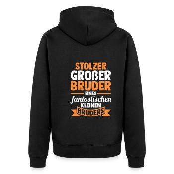 Geschwister Brüder Bruder - Unisex Premium Bio Zip Hoodie - Schwarz - Hinten - Nico (187cm)