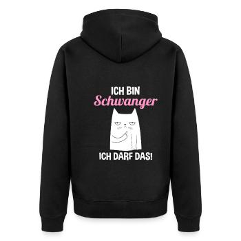 Schwangerschaft Katze Ich Bin Schwanger Ich Darf D - Unisex Premium Bio Zip Hoodie - Schwarz - Hinten - Nico (187cm)