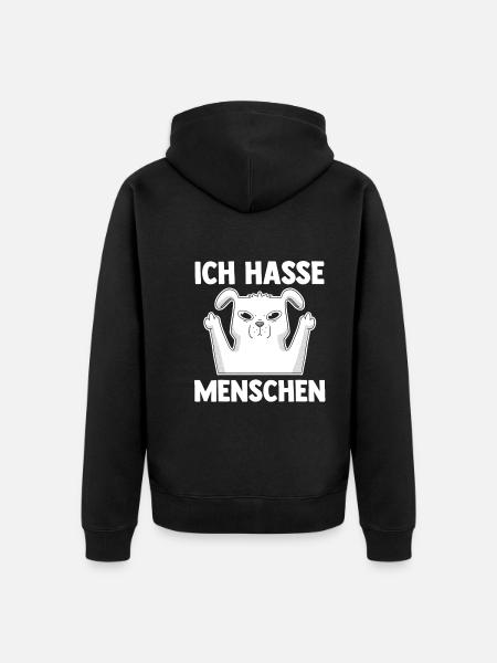 Hund Ich Hasse Menschen - Unisex Premium Bio Zip Hoodie - Schwarz