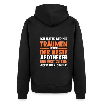 Apotheke Pharmazie Mediziner Apotheker - Unisex Premium Bio Zip Hoodie - Schwarz - Hinten - Nico (187cm)