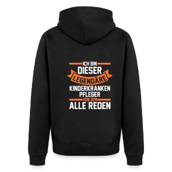 Pfleger Pflegekraft Kinderkrankenpfleger - Unisex Premium Bio Zip Hoodie - Schwarz - Hinten - Nico (187cm)