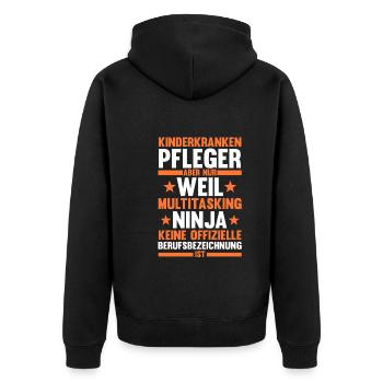 Pfleger Pflegekraft Kinderkrankenpfleger - Unisex Premium Bio Zip Hoodie - Schwarz - Hinten - Nico (187cm)