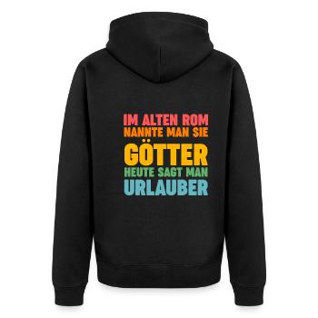 Sommerurlaub Urlauber Urlaub - Unisex Premium Bio Zip Hoodie - Schwarz - Hinten - Nico (187cm)
