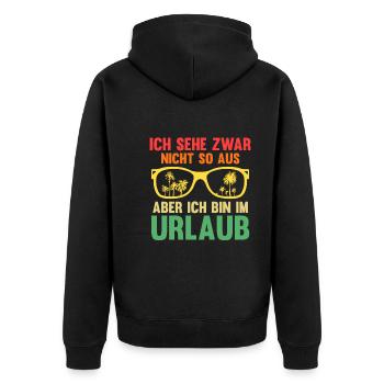 Sommerurlaub Urlauber Urlaub - Unisex Premium Bio Zip Hoodie - Schwarz - Hinten - Nico (187cm)