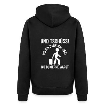 Sommerurlaub Urlauber Urlaub - Unisex Premium Bio Zip Hoodie - Schwarz - Hinten - Nico (187cm)