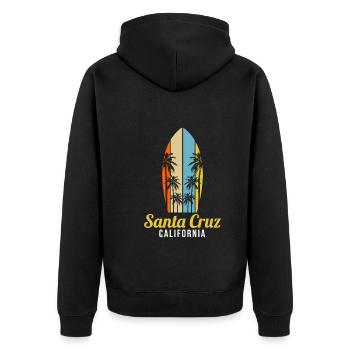 Kalifornien Surfen Santa Cruz - Unisex Premium Bio Zip Hoodie - Schwarz - Hinten - Nico (187cm)