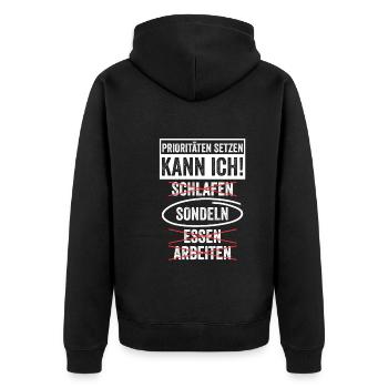 Sondler Sondeln Sondel Sondengänger - Unisex Premium Bio Zip Hoodie - Schwarz - Hinten - Nico (187cm)