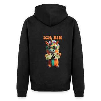 2. Geburtstag - Unisex Premium Bio Zip Hoodie - Schwarz - Hinten - Nico (187cm)