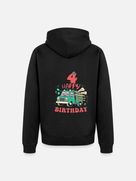4th Birthday Boys - Unisex Premium Organic Zip Hoodie - black