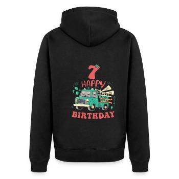 7th Birthday Boys - Unisex Premium Organic Zip Hoodie - black - Back - Nico (187cm)