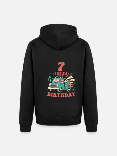 7th Birthday Boys - Unisex Premium Organic Zip Hoodie - black