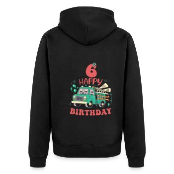 6th Birthday Guys - Unisex Premium Organic Zip Hoodie - black - Back - Nico (187cm)