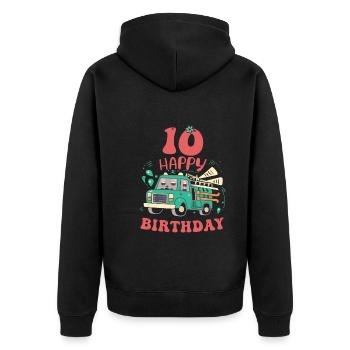 10th Birthday Boys - Unisex Premium Organic Zip Hoodie - black - Back - Nico (187cm)