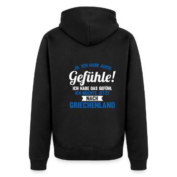Griechen Grieche Griechenland - Unisex Premium Bio Zip Hoodie - Schwarz - Hinten - Nico (187cm)