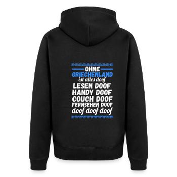 Griechen Grieche Griechenland - Unisex Premium Bio Zip Hoodie - Schwarz - Hinten - Nico (187cm)