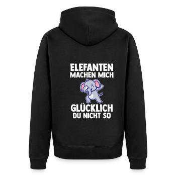Elefant Elefanten - Unisex Premium Bio Zip Hoodie - Schwarz - Hinten - Nico (187cm)