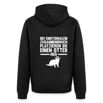 Seeotter Fischotter Otter - Unisex Premium Bio Zip Hoodie - Schwarz - Hinten - Nico (187cm)
