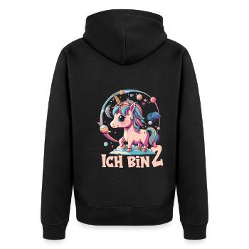 2. Geburtstag - Unisex Premium Bio Zip Hoodie - Schwarz - Hinten - Nico (187cm)