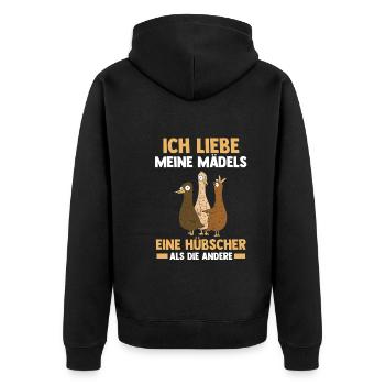 Entenliebhaber Tiermotiv Ente - Unisex Premium Bio Zip Hoodie - Schwarz - Hinten - Nico (187cm)