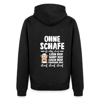Landwirt Schäfer Bauernhof Schafe - Unisex Premium Bio Zip Hoodie - Schwarz - Hinten - Nico (187cm)
