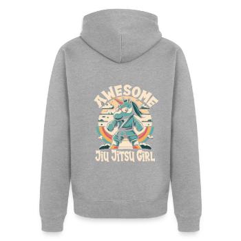 Jiu Jitsu - Unisex Premium Bio Zip Hoodie - Grau meliert - Hinten - Nico (187cm)