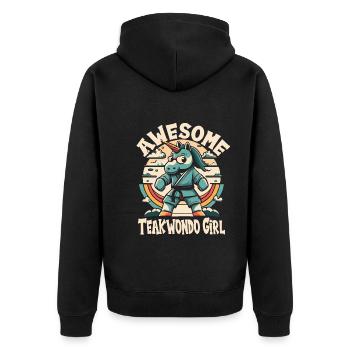 Teakwondo - Unisex Premium Bio Zip Hoodie - Schwarz - Hinten - Nico (187cm)