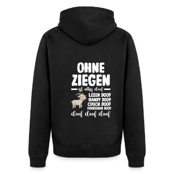 Bauernhof Landwirt Bauer Ziegen - Unisex Premium Bio Zip Hoodie - Schwarz - Hinten - Nico (187cm)
