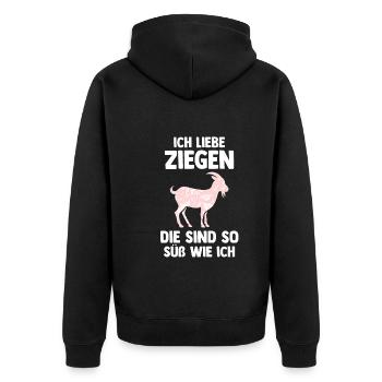 Bauernhof Landwirt Bauer Ziegen - Unisex Premium Bio Zip Hoodie - Schwarz - Hinten - Nico (187cm)