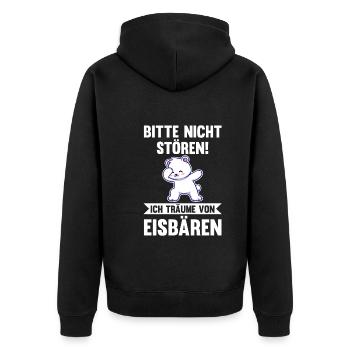 Eisbär Eisbären - Unisex Premium Bio Zip Hoodie - Schwarz - Hinten - Nico (187cm)