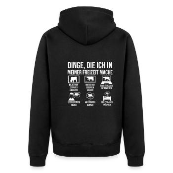 Eisbär Eisbären - Unisex Premium Bio Zip Hoodie - Schwarz - Hinten - Nico (187cm)