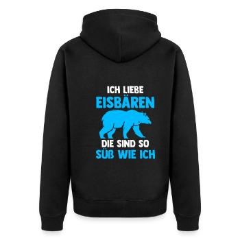 Eisbär Eisbären - Unisex Premium Bio Zip Hoodie - Schwarz - Hinten - Nico (187cm)