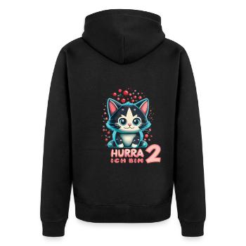 2. Geburtstag - Unisex Premium Bio Zip Hoodie - Schwarz - Hinten - Nico (187cm)