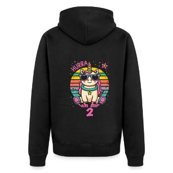 2. Geburtstag - Unisex Premium Bio Zip Hoodie - Schwarz - Hinten - Nico (187cm)