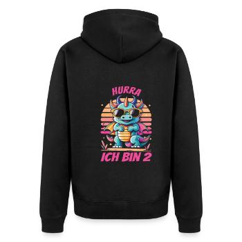 2. Geburtstag - Unisex Premium Bio Zip Hoodie - Schwarz - Hinten - Nico (187cm)
