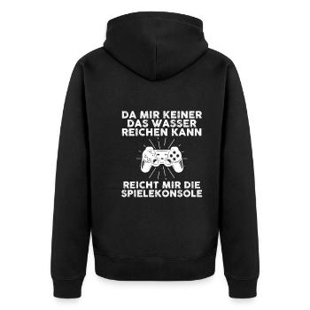 Zocker Zocken Gamer - Unisex Premium Bio Zip Hoodie - Schwarz - Hinten - Nico (187cm)