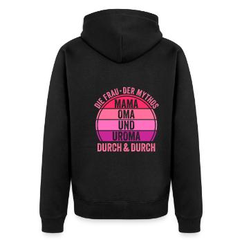Mutter Mama Oma Uroma - Unisex Premium Bio Zip Hoodie - Schwarz - Hinten - Nico (187cm)