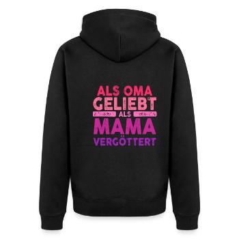 Als Oma Vergöttert Als Mama Geliebt - Unisex Premium Bio Zip Hoodie - Schwarz - Hinten - Nico (187cm)
