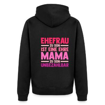 Ehefrau Mutter Mama - Unisex Premium Bio Zip Hoodie - Schwarz - Hinten - Nico (187cm)