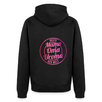 Mutter Mama Oma Uroma - Unisex Premium Bio Zip Hoodie - Schwarz - Hinten - Nico (187cm)