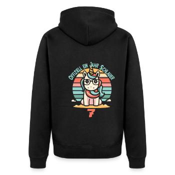 7. Geburtstag - Unisex Premium Bio Zip Hoodie - Schwarz - Hinten - Nico (187cm)