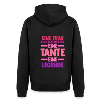 Eine Schwester Eine Tante Eine Legende - Unisex Premium Bio Zip Hoodie - Schwarz - Hinten - Nico (187cm)