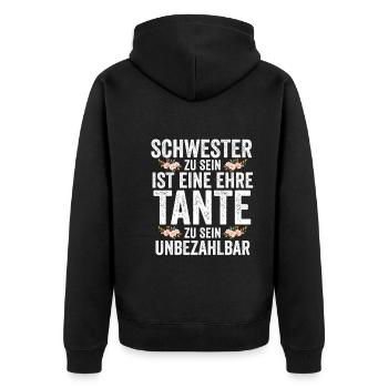 Schwester und Tante - Unisex Premium Bio Zip Hoodie - Schwarz - Hinten - Nico (187cm)