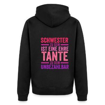 Schwester und Tante - Unisex Premium Bio Zip Hoodie - Schwarz - Hinten - Nico (187cm)