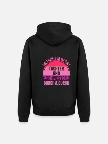 Tochter Schwester - Unisex Premium Bio Zip Hoodie - Schwarz